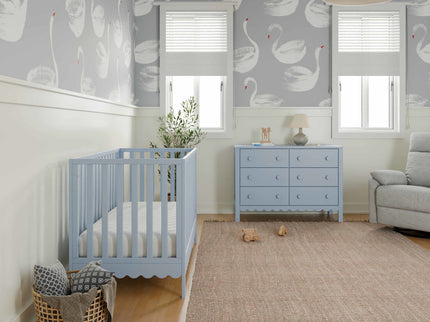 M27801PB,DaVinci,Sammy Scallop 4-in-1 Convertible Crib in Powder Blue