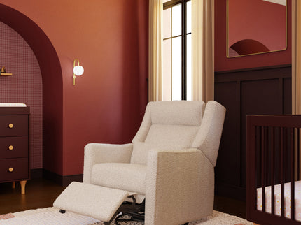 M11286AT,Babyletto,Kiwi Plus Power Glider Recliner w/ Power Headrest in Almond Teddy Loop