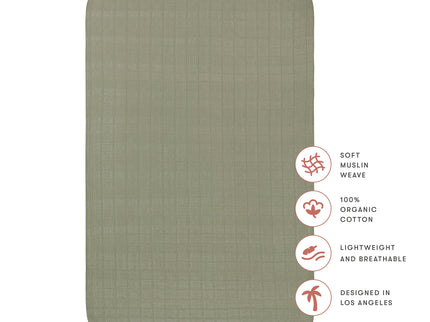 T29736MCA,Babyletto,Matcha Muslin Mini Crib Sheet in GOTS Certified Organic Cotton