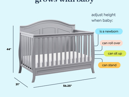 M20101G,DaVinci,Emmett 4-in-1 Convertible Crib in Grey