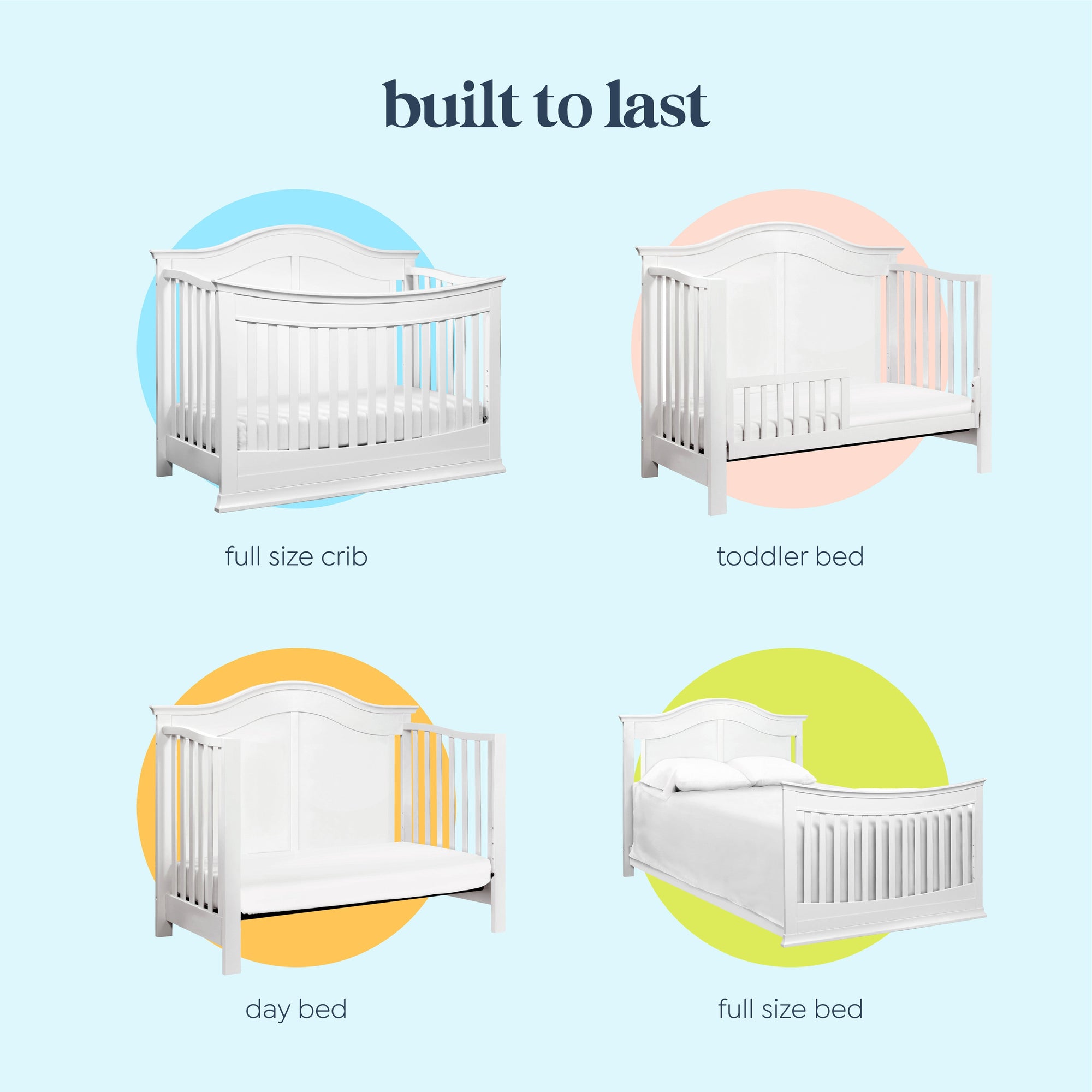 M4501W,DaVinci,Meadow 4-in-1 Convertible Crib in White Finish
