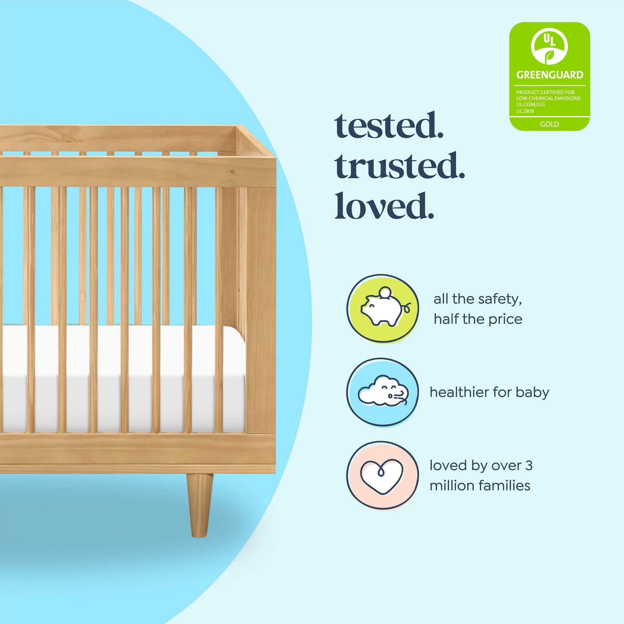 W4901HY,DaVinci,Marley 3-In-1 Convertible Crib in Honey