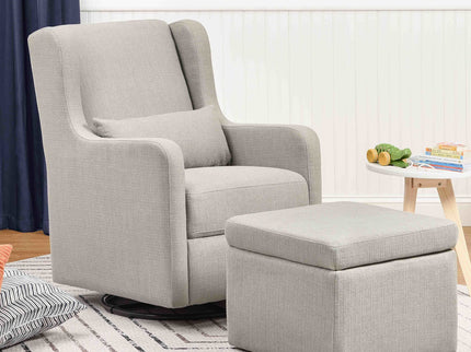 F18787PFTGRY,Carter's,Adrian Swivel Glider with Storage Ottoman in Performance Grey Linen