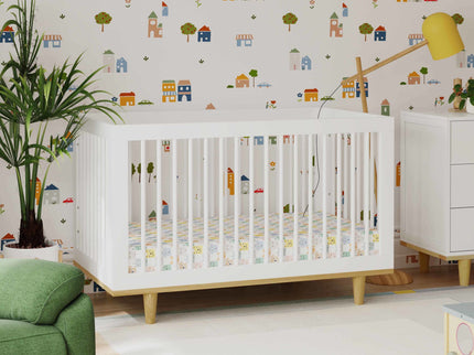 W4901WN,DaVinci,Marley 3-In-1 Convertible Crib in White Finish and Natural Legs