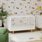 W4901WN,DaVinci,Marley 3-In-1 Convertible Crib in White Finish and Natural Legs