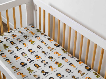 T28435,Babyletto,Women In History Muslin Crib Sheet in GOTS Certified Organic Cotton