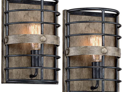 Franklin Iron Lexi 11 1/2" Rustic Bronze Pocket Wall Sconces Set of 2