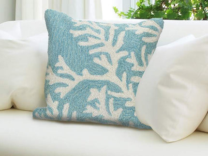 Frontporch Coral Blue 18" Square Indoor-Outdoor Throw Pillow