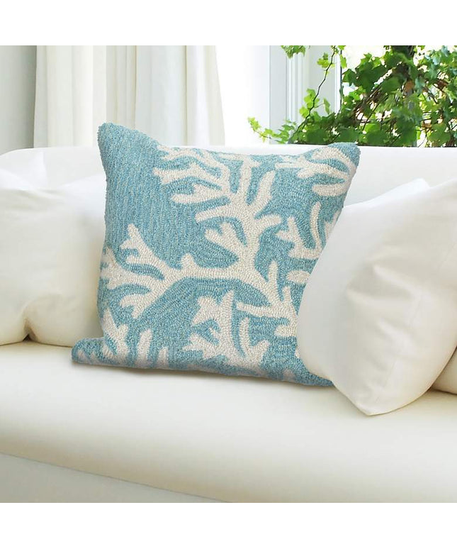 Frontporch Coral Blue 18" Square Indoor-Outdoor Throw Pillow