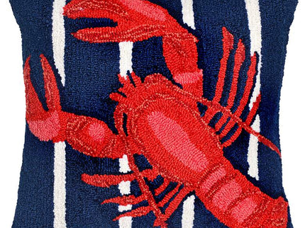 Frontporch Lobster on Stripes Navy 18" Indoor-Outdoor Pillow