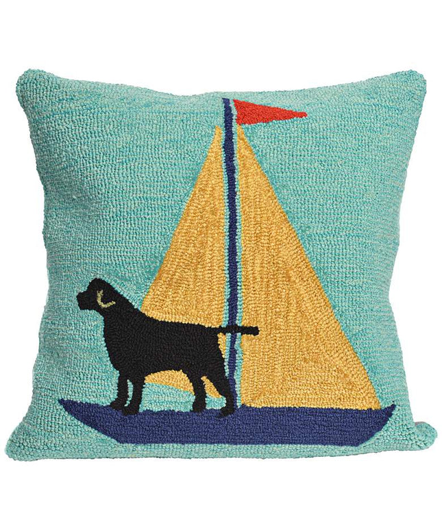 Frontporch Sailing Dog Yellow 18" Indoor-Outdoor Pillow