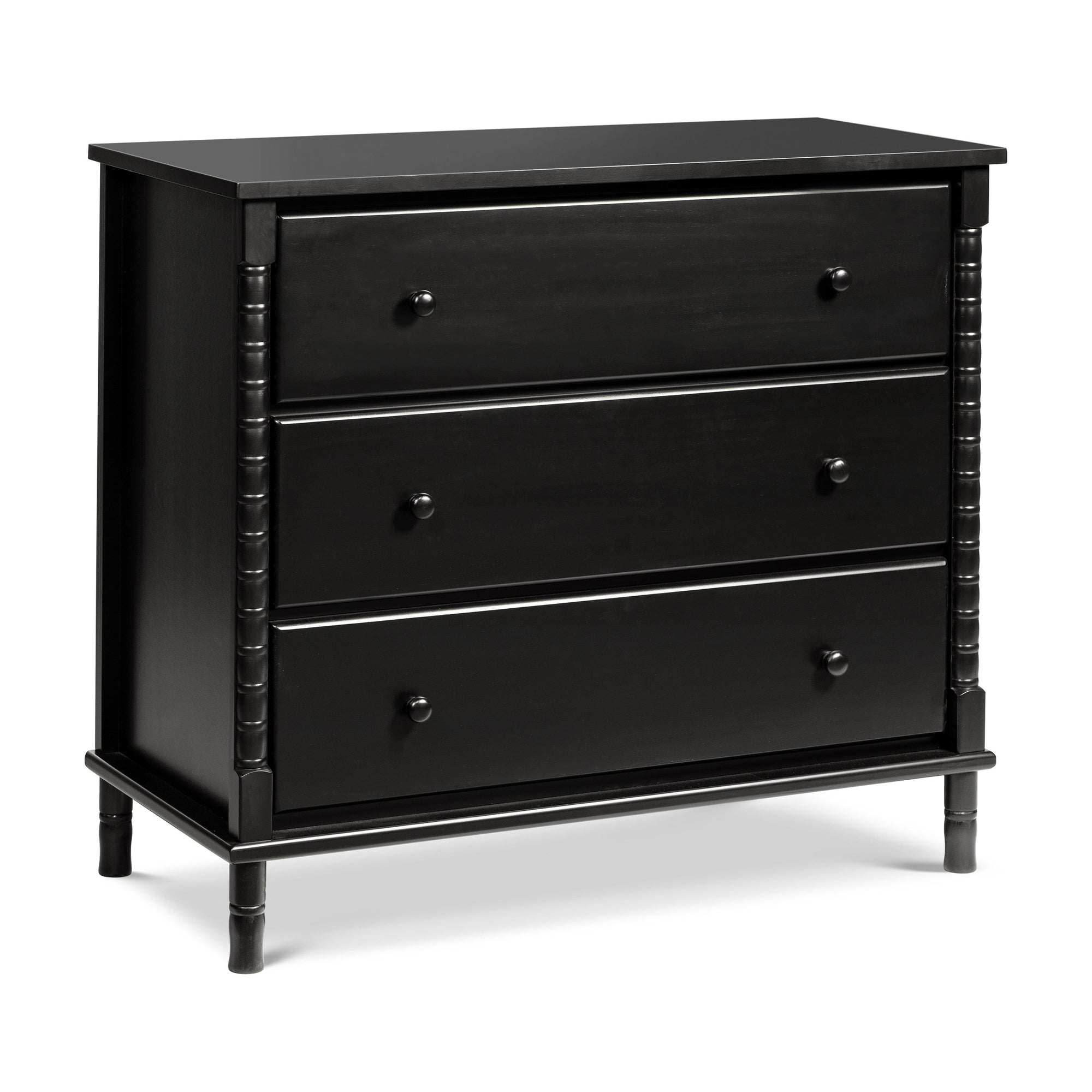 M7323E,DaVinci,Jenny Lind Spindle 3-Drawer Dresser in Ebony Black