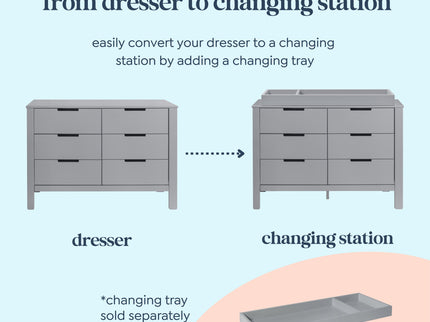 F11926G,Carter's,Colby 6-Drawer Double Dresser in Grey Finish