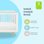W4901WN,DaVinci,Marley 3-In-1 Convertible Crib in White Finish and Natural Legs