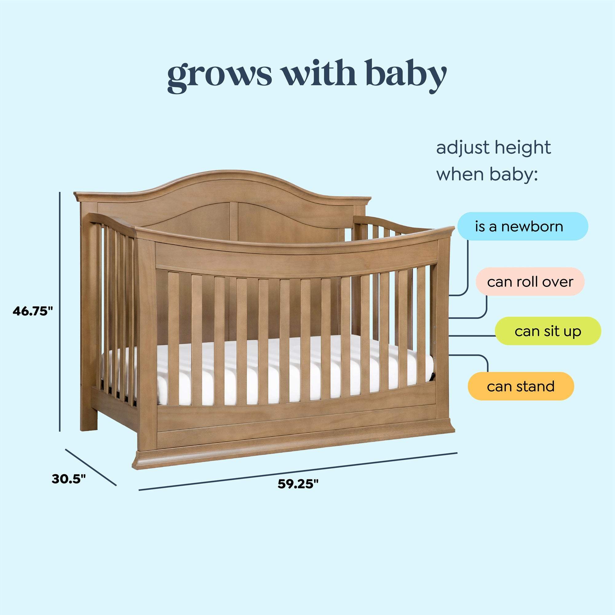M4501HN,DaVinci,Meadow 4-in-1 Convertible Crib in Hazelnut