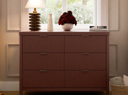 M26716CR,Namesake,Brimsley Tambour 6-Drawer Assembled Dresser in Crimson