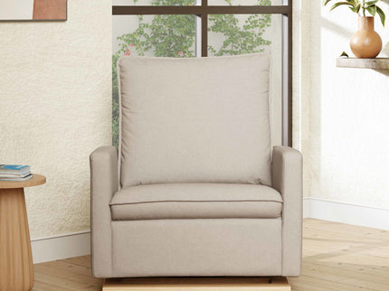 M20984PBEWLB,Babyletto,Cali Pillowback Chair and a Half Glider in Performance Beach Eco-Weave w/ Light Wood Base