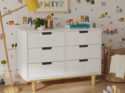 W4926WN,DaVinci,Marley 6-Drawer Double Dresser in White/Natural