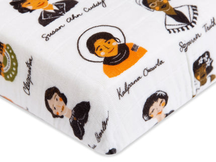 T28436,Babyletto,Women In History Muslin Mini Crib Sheet in GOTS Certified Organic Cotton