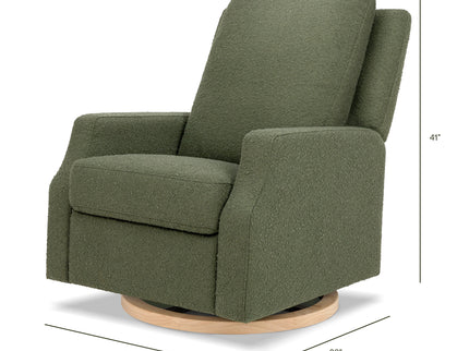 M22287OBLB,Namesake,Crewe Recliner and Swivel Glider in Olive Boucle w/Light Wood Base