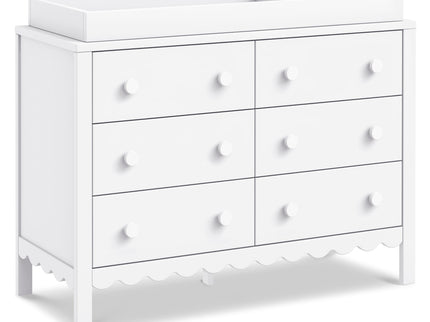 M27826W,DaVinci,Sammy Scallop 6-Drawer Dresser in White