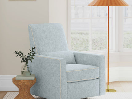 M10887HBLCM,DaVinci,Piper Recliner in Heathered Blue w/ Cream Piping