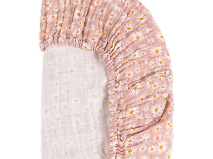 T28033,Babyletto,Daisy Muslin All-Stages Midi Crib Sheet in GOTS Certified Organic Cotton
