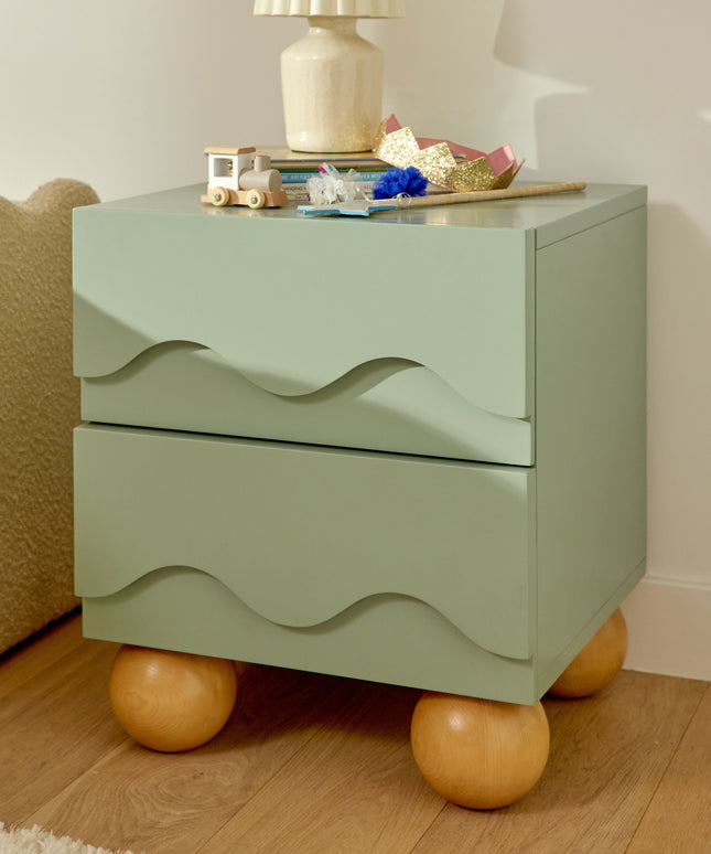 M31160LSHY,Babyletto Kids,Lido Wave Nightstand in Light Sage and Honey