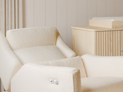 M11286PWB,Babyletto,Kiwi Plus Power Glider Recliner w/ Power Headrest in Performance Ivory Boucle