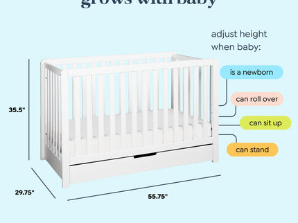 F11951W,Carter's,Colby 4-in-1 Convertible Crib w/ Trundle Drawer in White