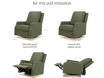M22287OBLB,Namesake,Crewe Recliner and Swivel Glider in Olive Boucle w/Light Wood Base