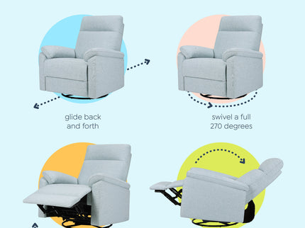 M24388HBL,DaVinci,Suzy Electronic Swivel Recliner in Heathered Blue