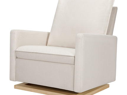 M20984PCMEWLB,Babyletto,Cali Pillowback Chair and a Half Glider in Performance Cream Eco-Weave w/ Light Wood Base