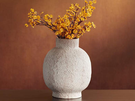 Gavora 9 3/4" High White with Rust Antique Decorative Vase