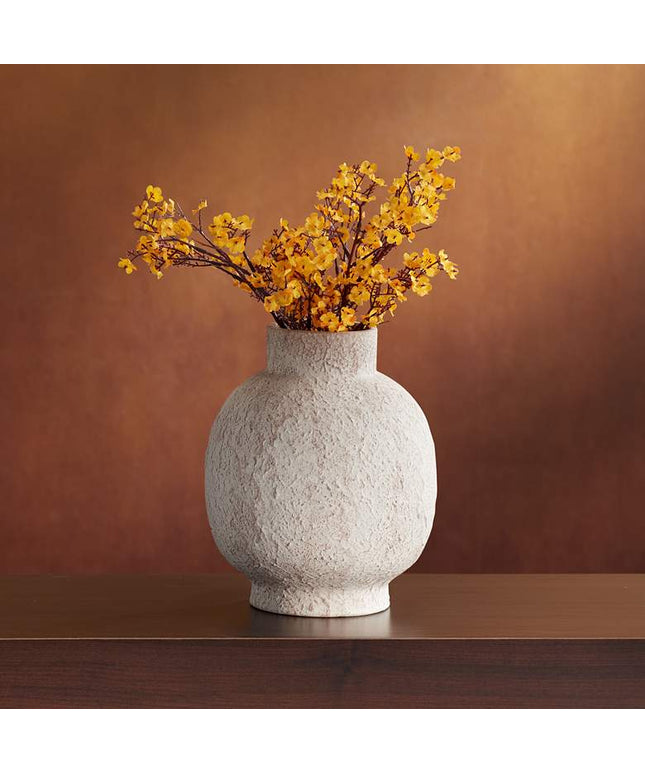 Gavora 9 3/4" High White with Rust Antique Decorative Vase