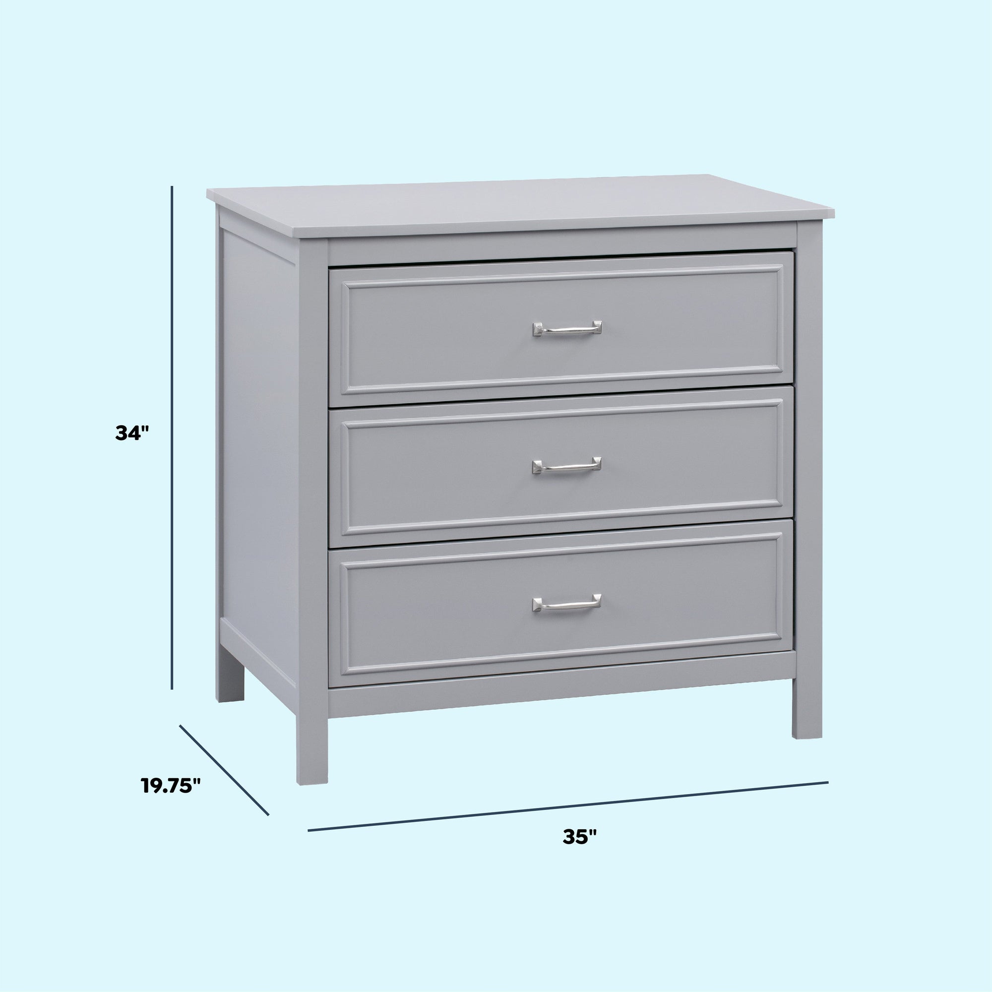 M12823G,DaVinci,Charlie 3-Drawer Dresser in Grey