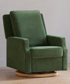 Forest Green Velvet with Light Wood Base