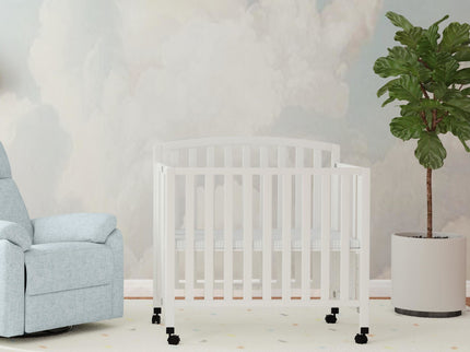 M18198W,DaVinci,Dylan Folding Portable 3-in-1 MiniCrib and TwinBed in White