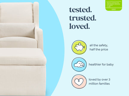 F18787PCM,Carter's,Adrian Swivel Glider with Storage Ottoman in Performance Cream Linen