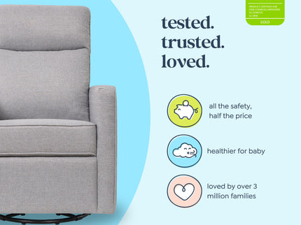 M19787MIG,DaVinci,Gabby Pillowback Swivel Glider in Misty Grey