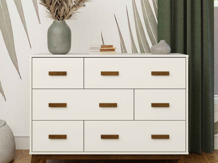 M5826WNL,Babyletto,Scoot 6-Drawer Dresser in White/Natural Walnut