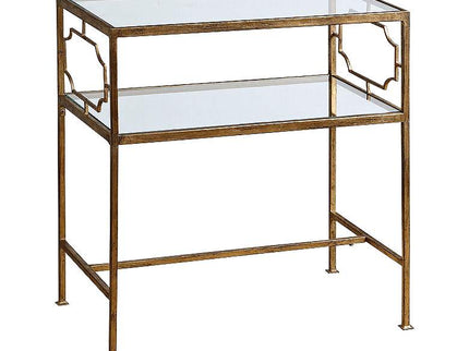Genell 23 3/4" Wide Gold Leafed and Glass Side Table