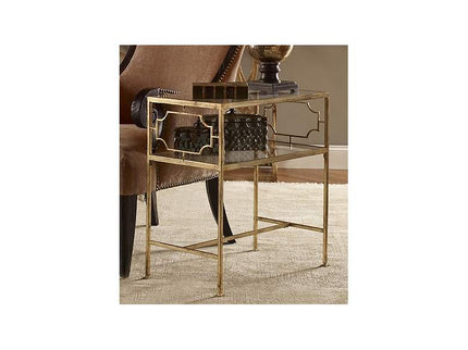 Genell 23 3/4" Wide Gold Leafed and Glass Side Table