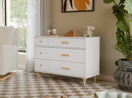 M9016WN,Babyletto,Lolly 6-Drawer Double Dresser  Assembled in White/Natural