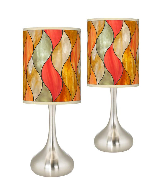 Giclee Glow Droplet 23 1/2" Flame Mosaic Shade Modern Lamps Set of 2