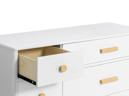 M9016WN,Babyletto,Lolly 6-Drawer Double Dresser  Assembled in White/Natural