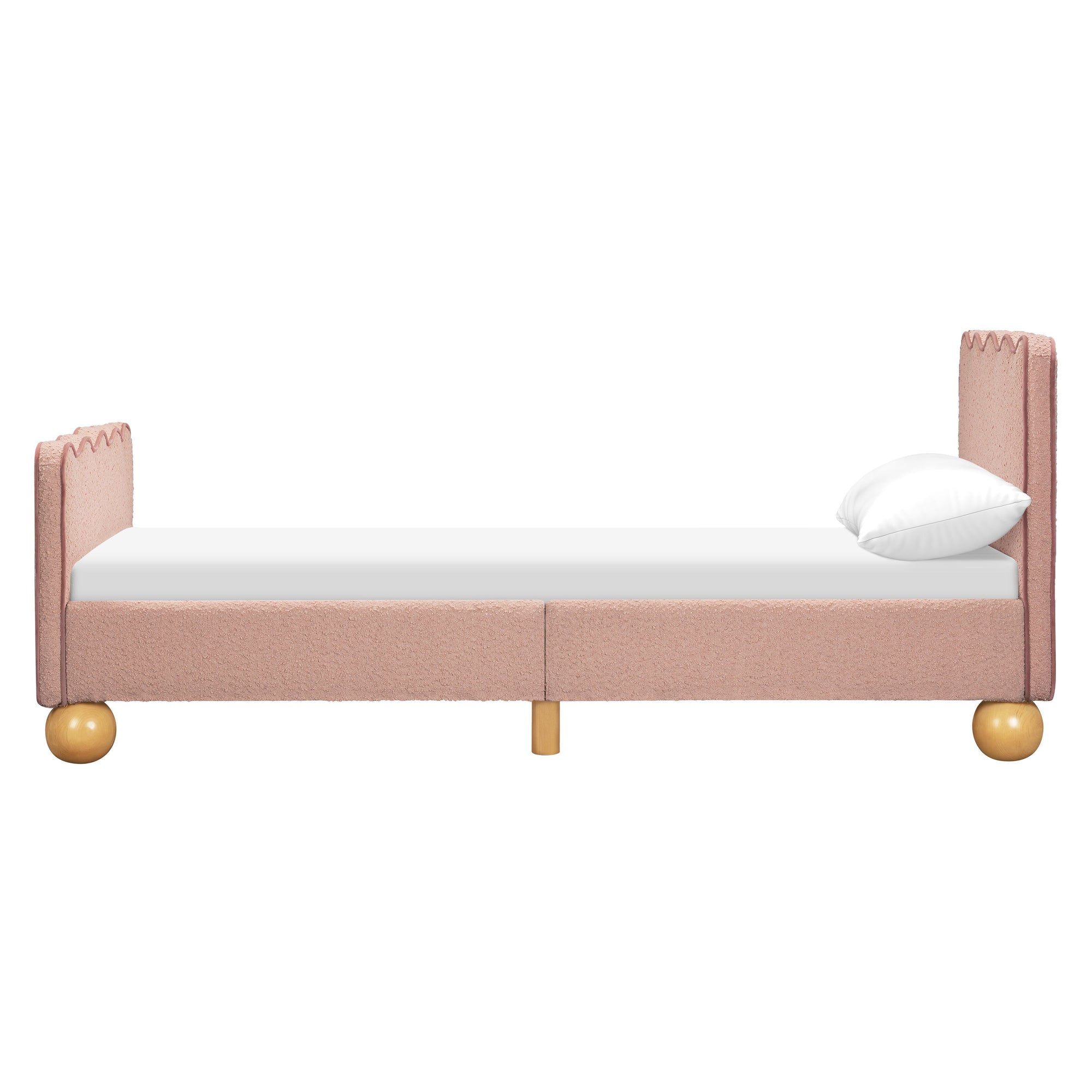 M31369PRSBRY,Babyletto Kids,Rizo Twin Bed in Performance Rose Boucle w/Raspberry Piping