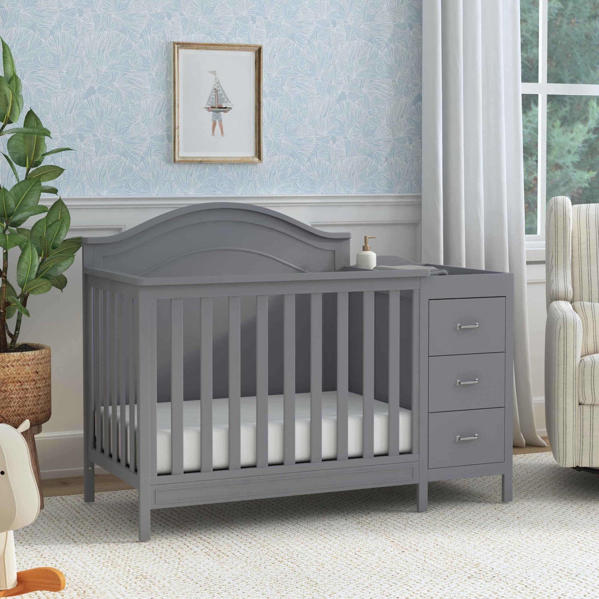 M12881G,DaVinci,Charlie 4-in-1 Convertible Mini Crib & Changer in Grey