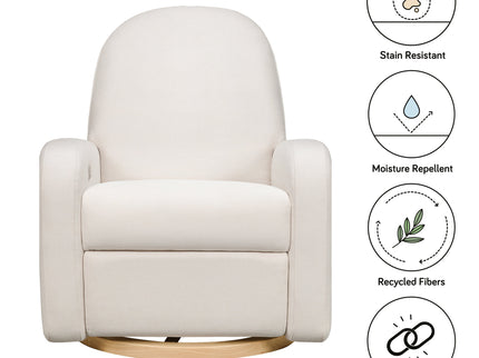 M23188PCMEWLB,Babyletto,Nami Glider Recliner w/ Electronic Control and USB in Performance Cream Eco-Weave w/Light wood base