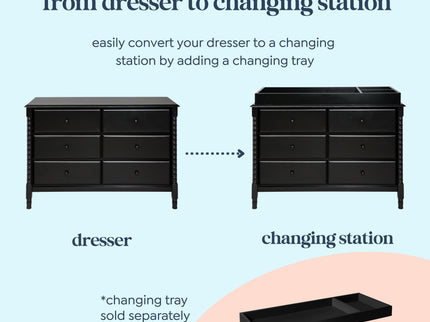 M7326E,DaVinci,Jenny Lind Spindle 6-Drawer Dresser in Ebony